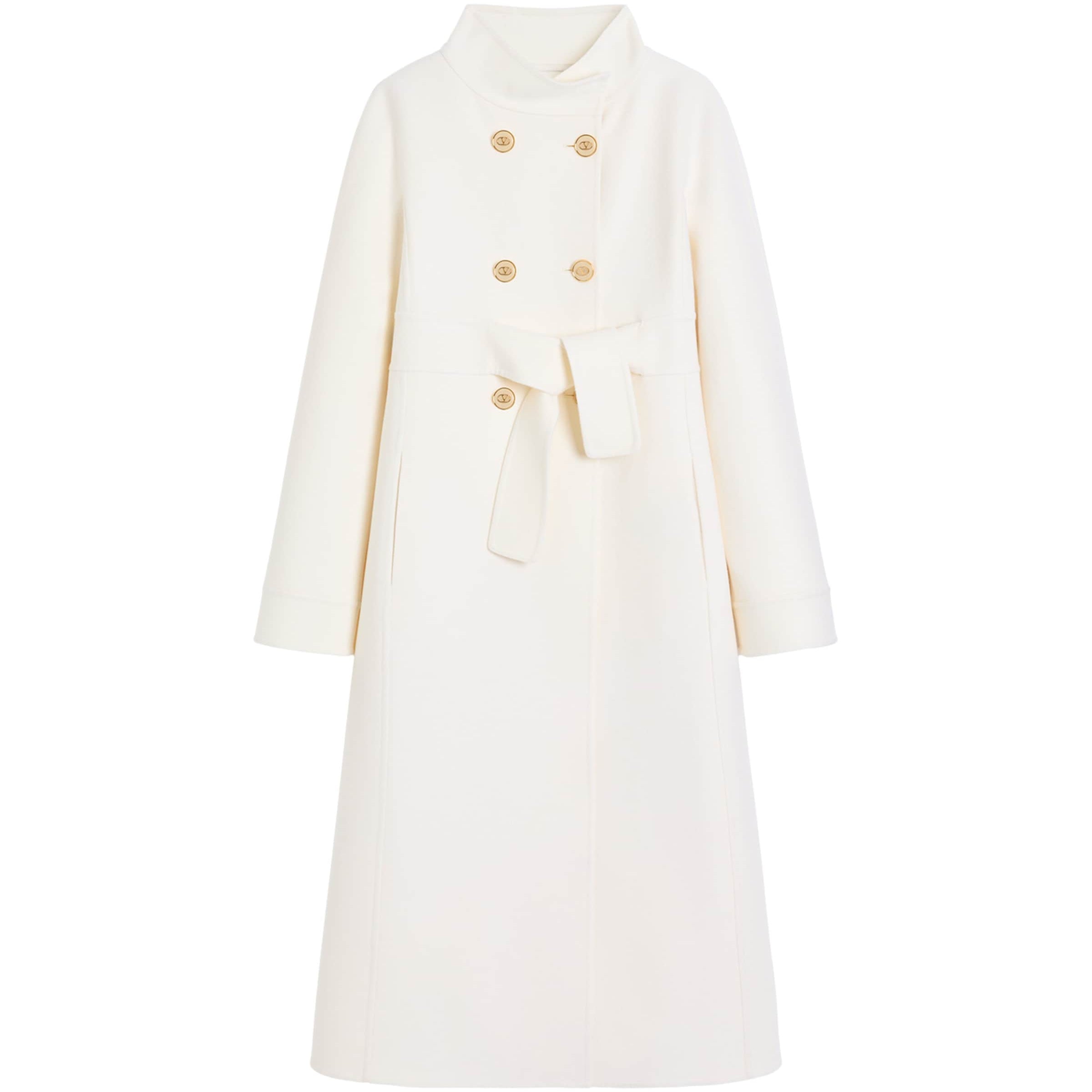 Valentino Ivory Wool-Cashmere Double-Breasted Overcoat