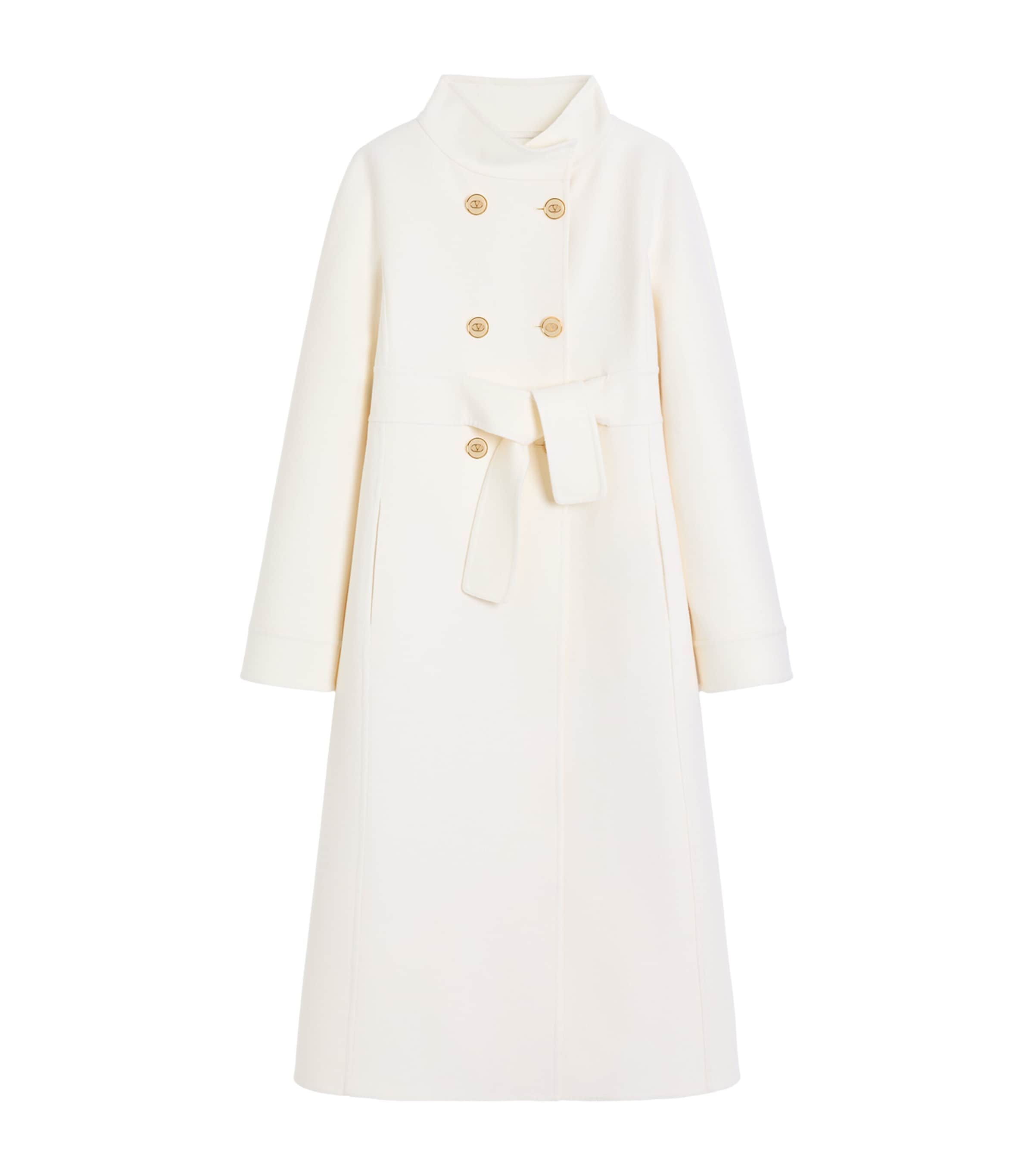 Valentino Ivory Wool-Cashmere Double-Breasted Overcoat