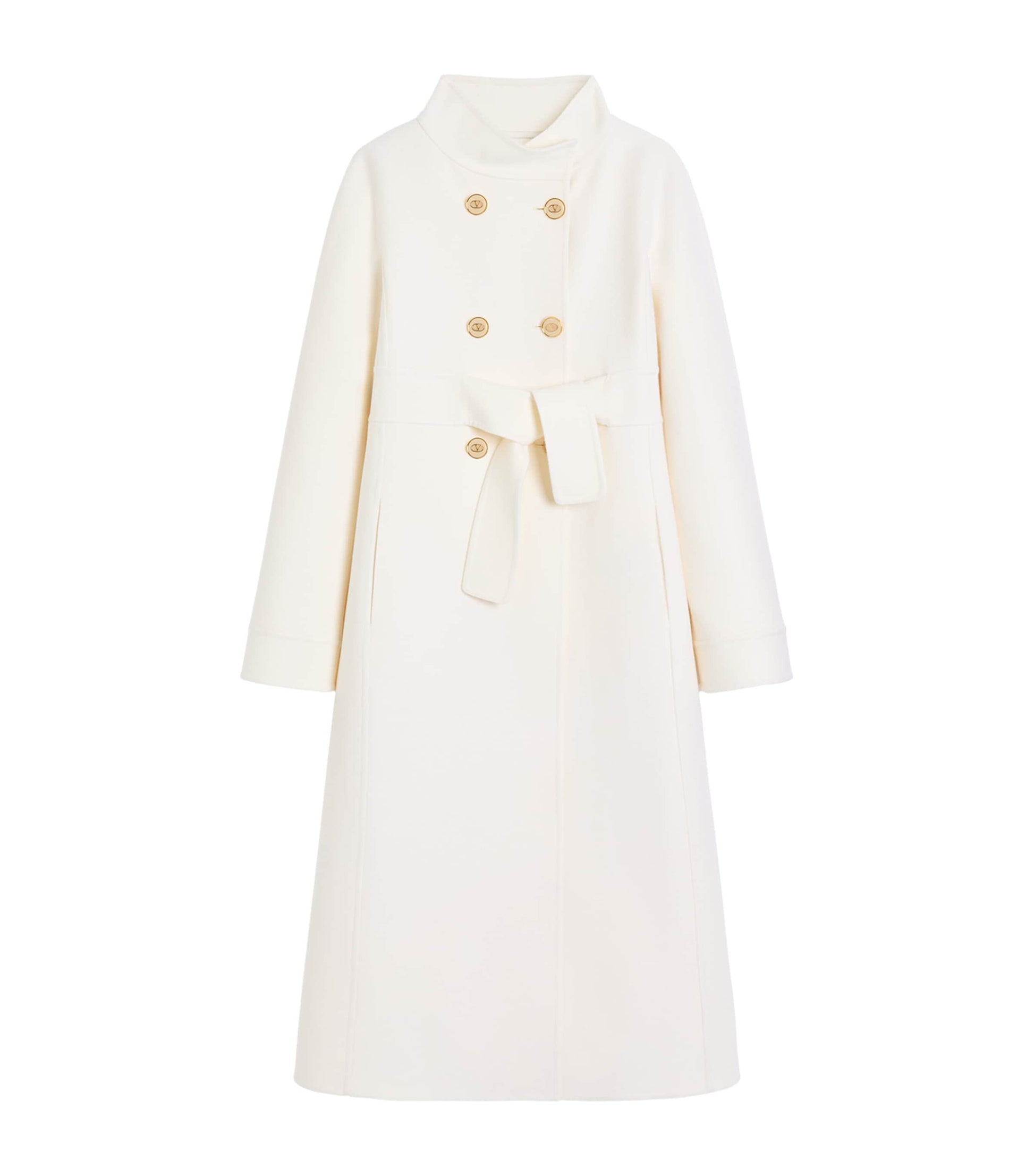 Valentino Ivory Wool-Cashmere Double-Breasted Overcoat