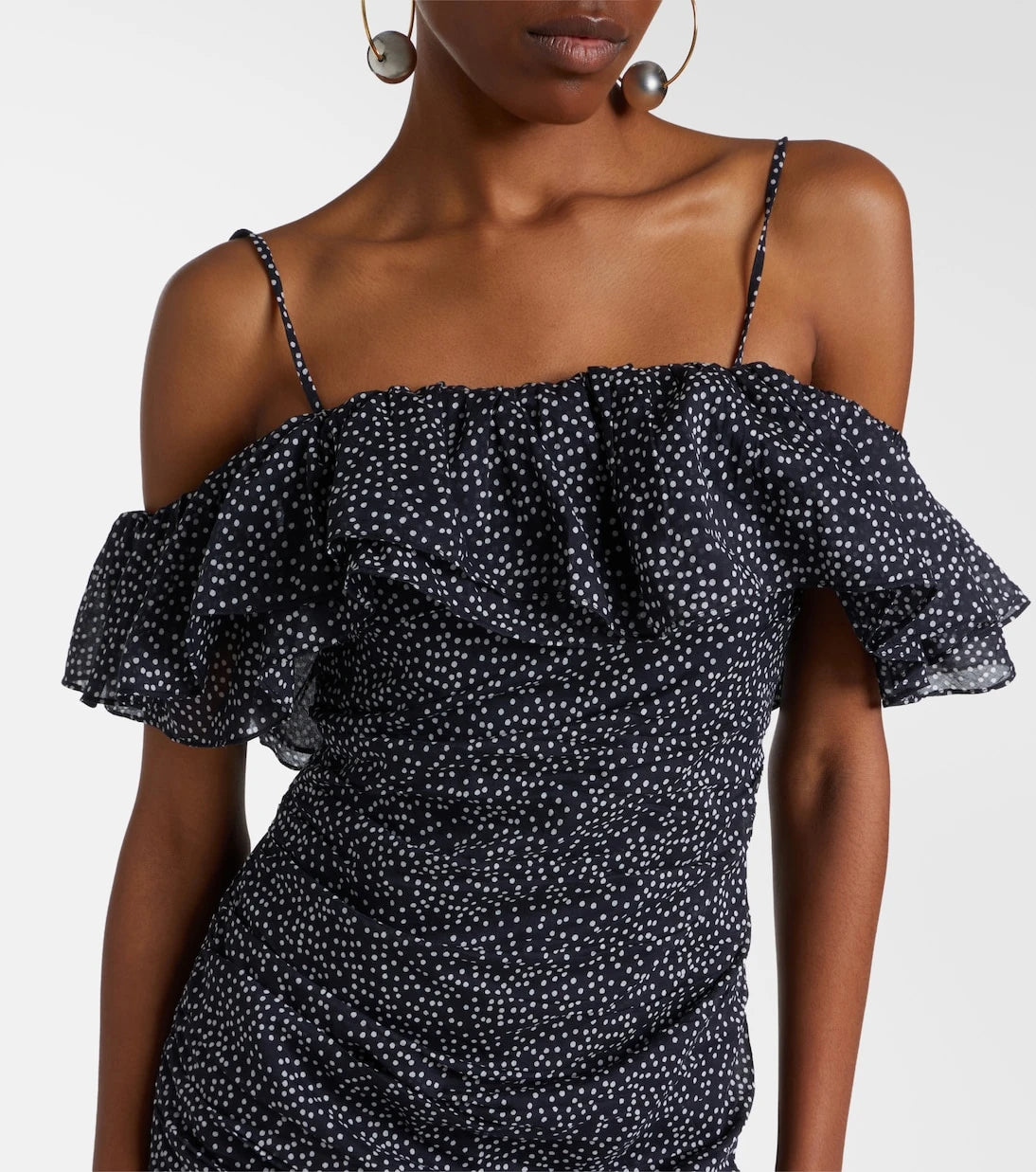 Marant Etoile - Davilia draped polka-dot cotton minidress