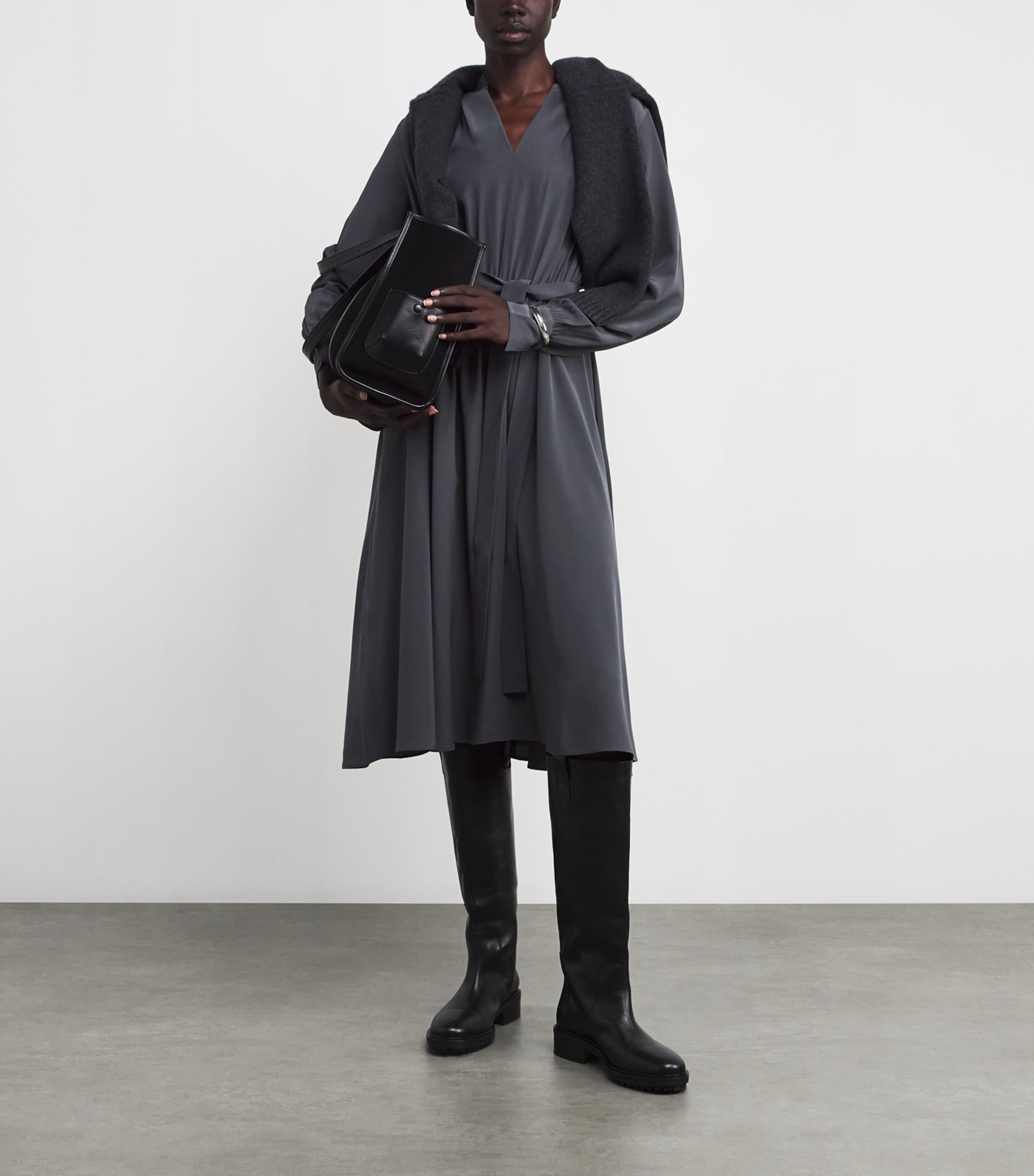 Silk Severin Midi Dress SMOKE