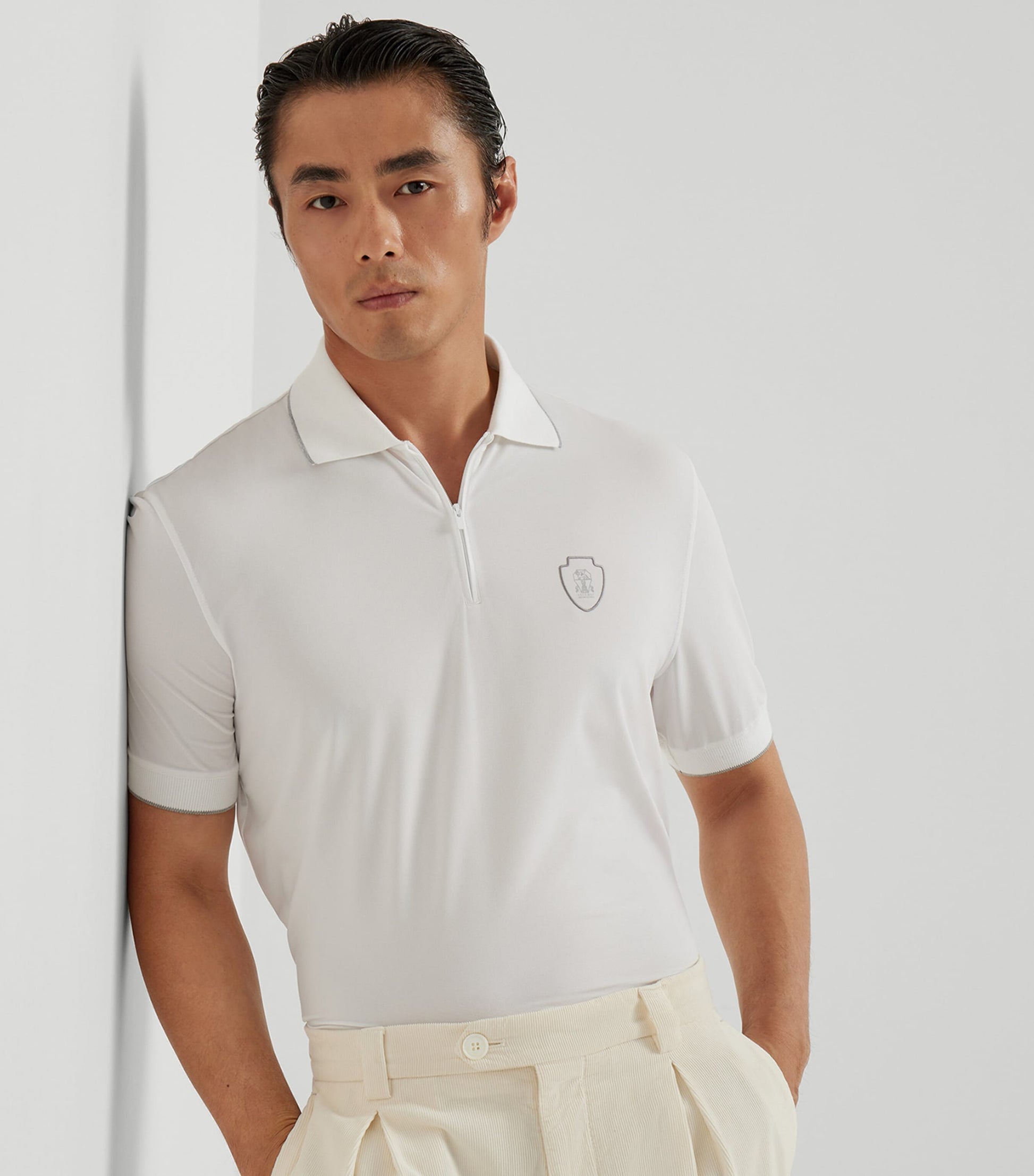 Brunello Cucinelli Zipped Logo Polo Shirt