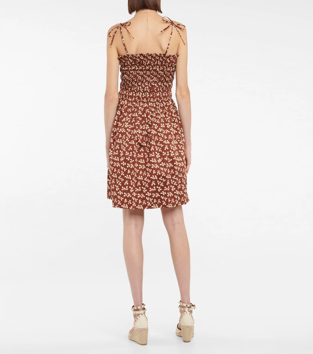 Tory Burch - Printed smocked cotton minidress