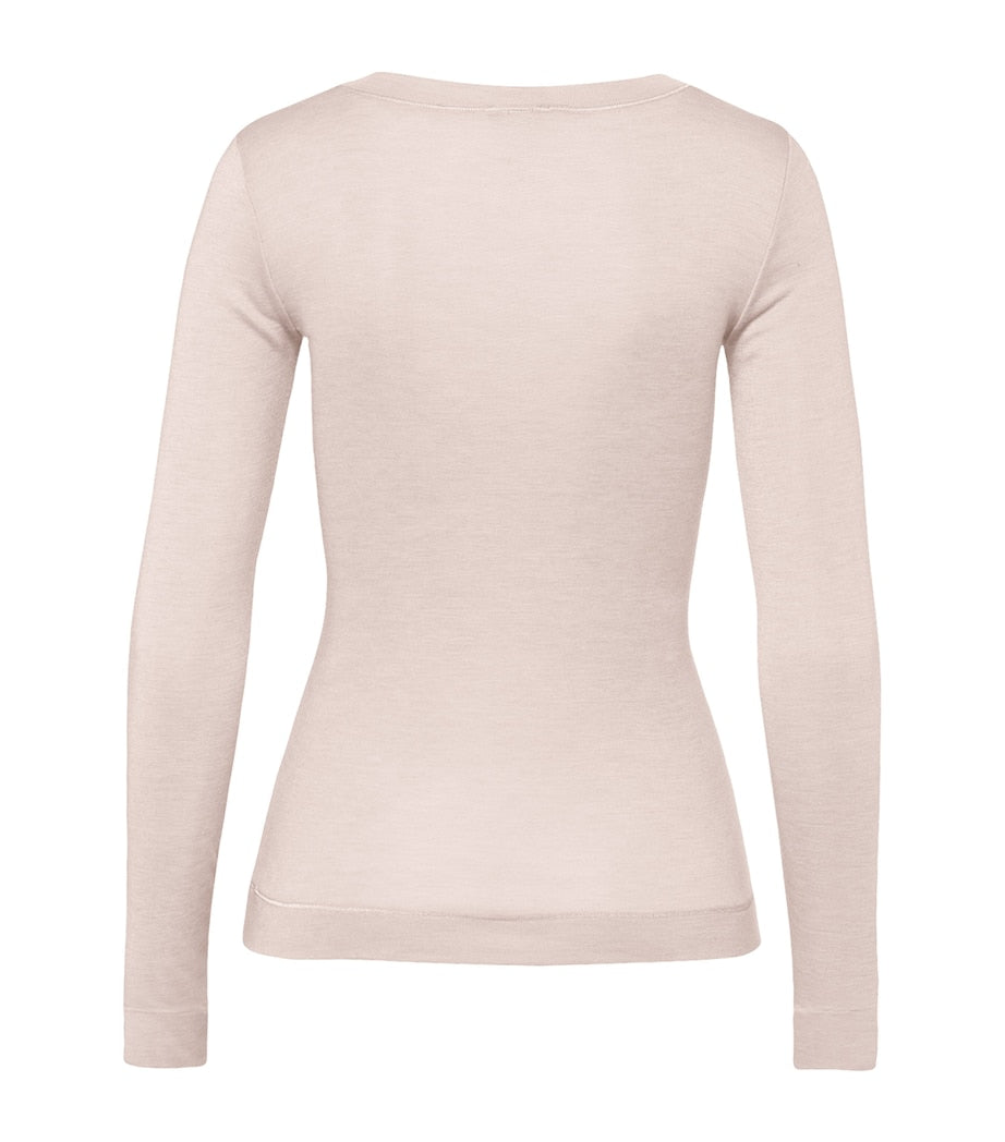 Hanro Ivory Silk-Cashmere Long-Sleeve T-Shirt