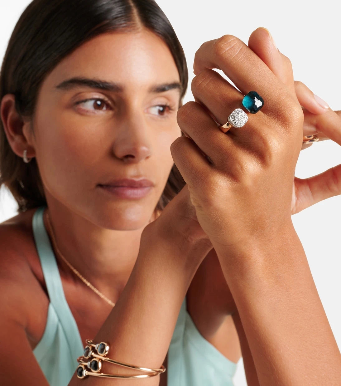 Pomellato - Nudo 18kt gold ring with topaz and diamonds