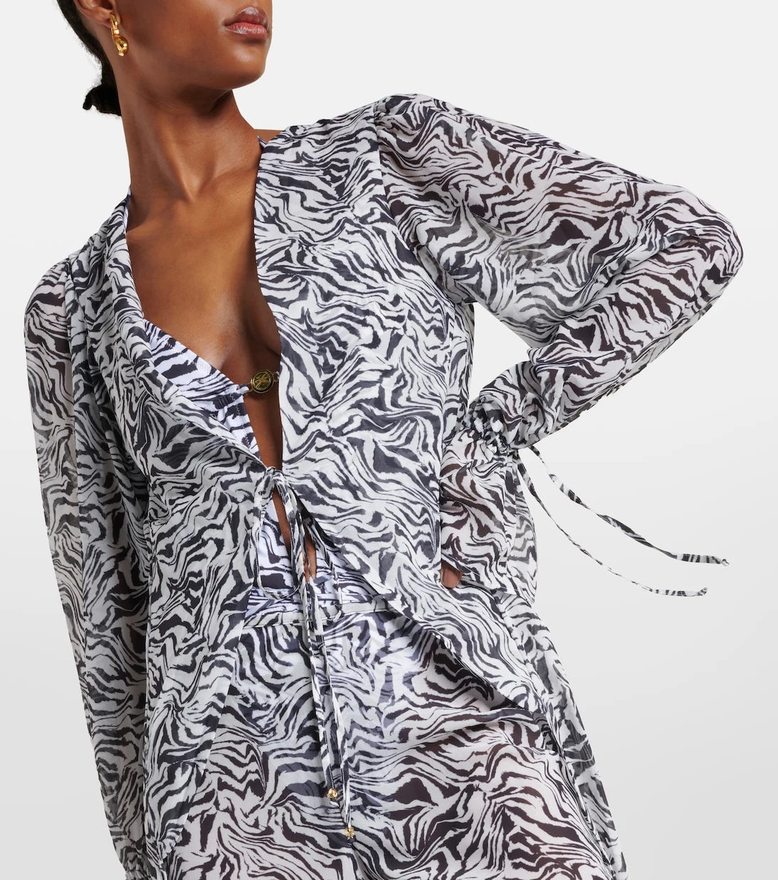 Bananhot - Zebra-print chiffon beach cover-up