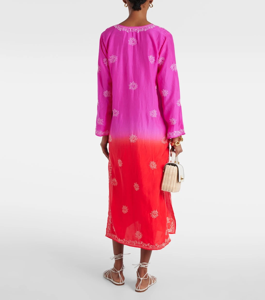 Juliet Dunn - Embroidered ombré silk kaftan