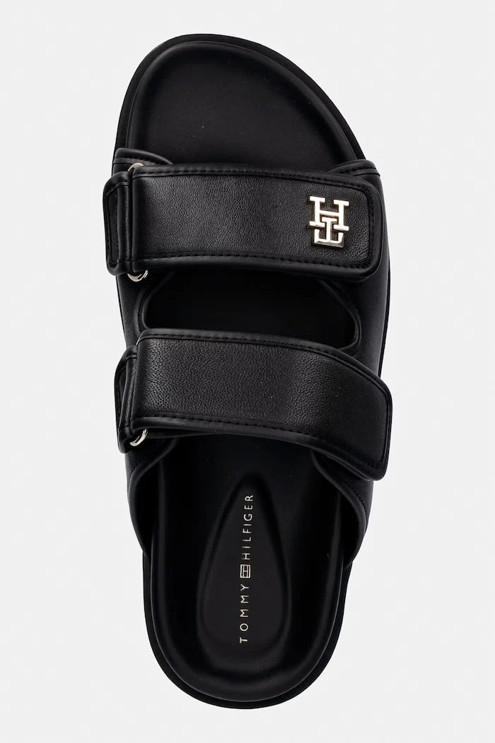 Tommy Hilfiger чехли дамски кожени DOUBLE STRAP LEATHER SANDAL