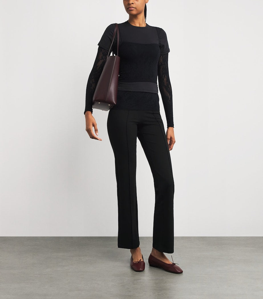 Skims Black High-Waist Pintuck Straight Leg Trousers