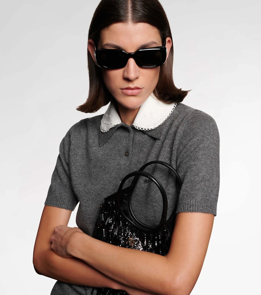 Miu Miu - Logo rectangular sunglasses
