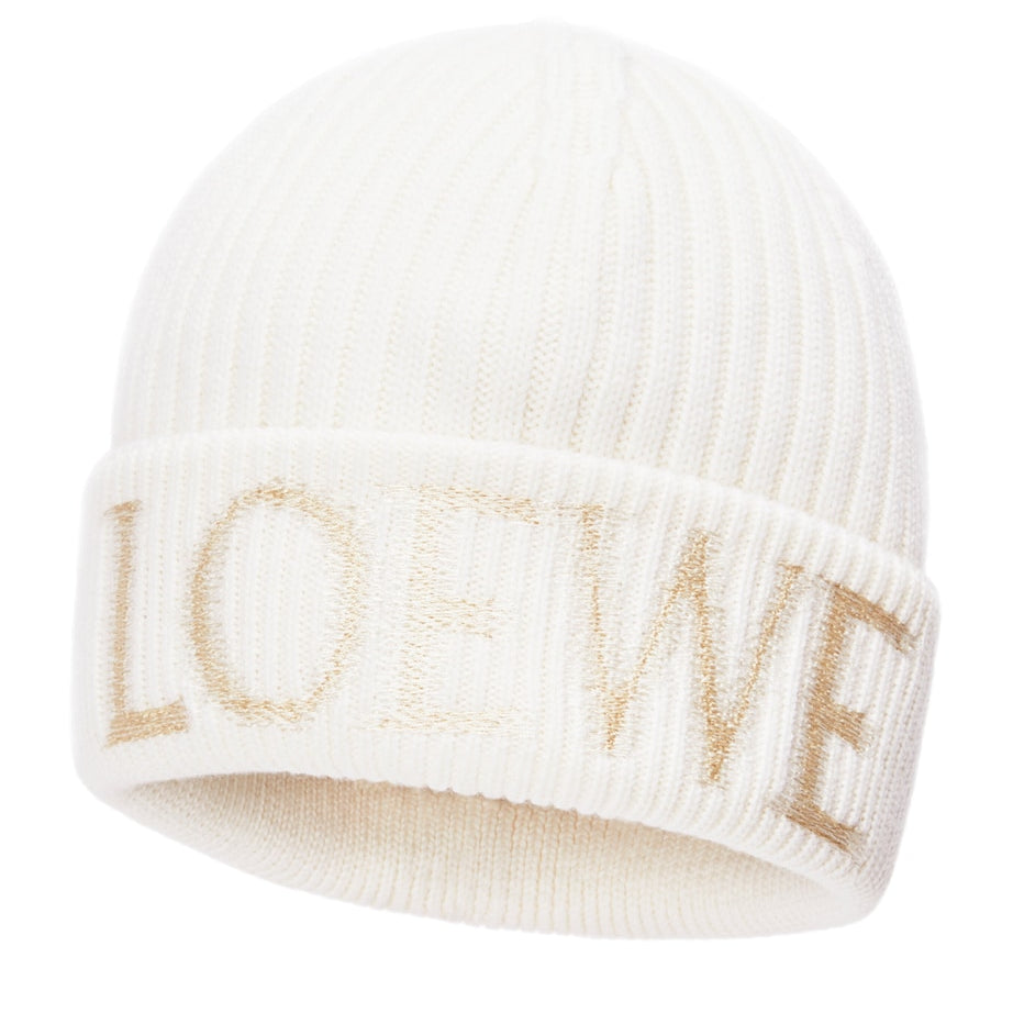 White Wool Logo Beanie