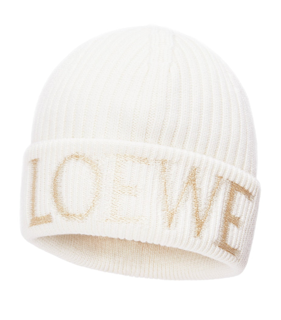 White Wool Logo Beanie