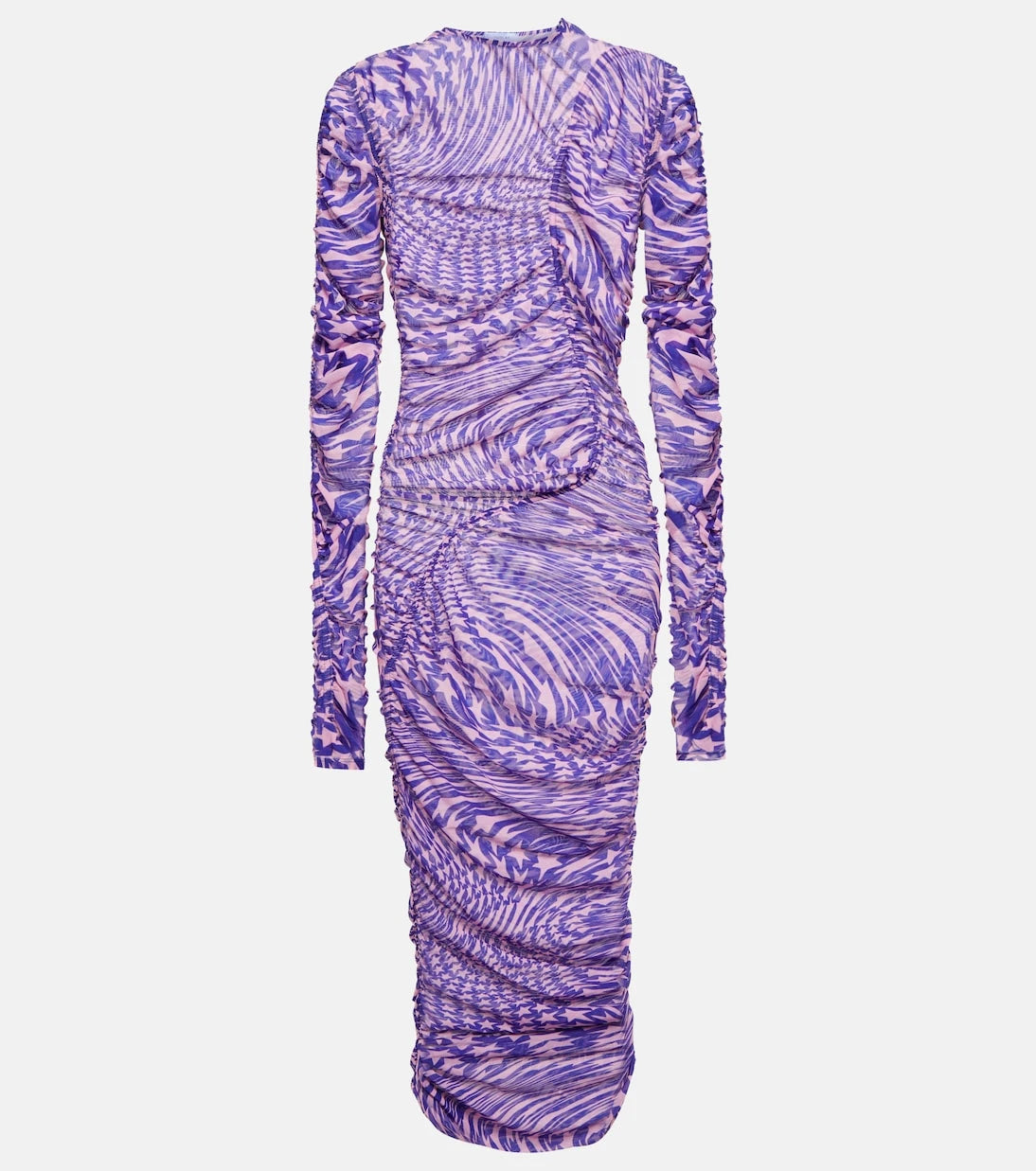 Mugler - Ruched mesh midi dress