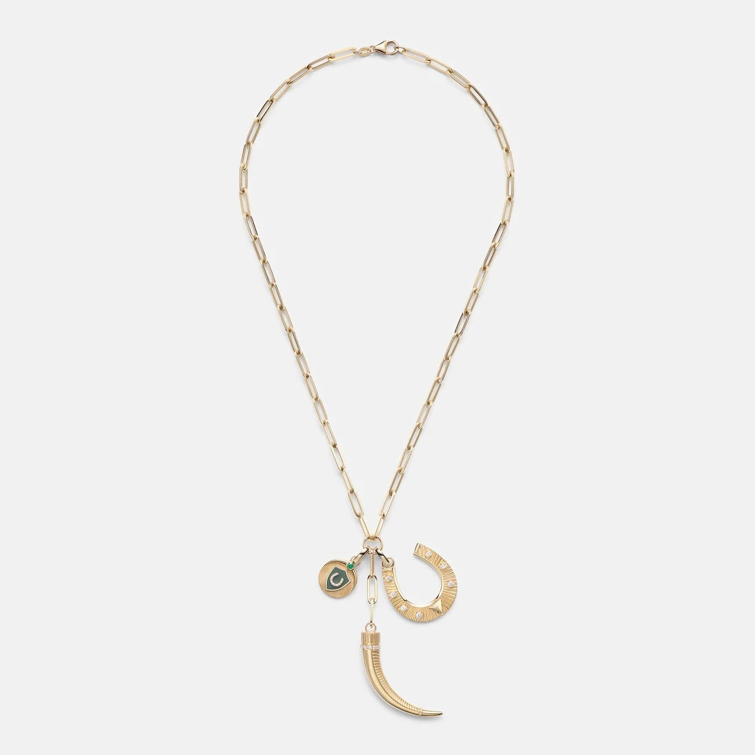 FoundRae - Protection 18kt gold pendant necklace with diamonds