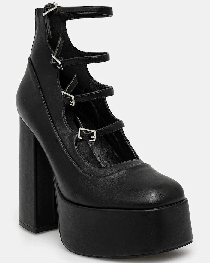 Koi Footwear GURREN BLACK STRAPPY PLATFORM TOPUKLU AYAKKABI