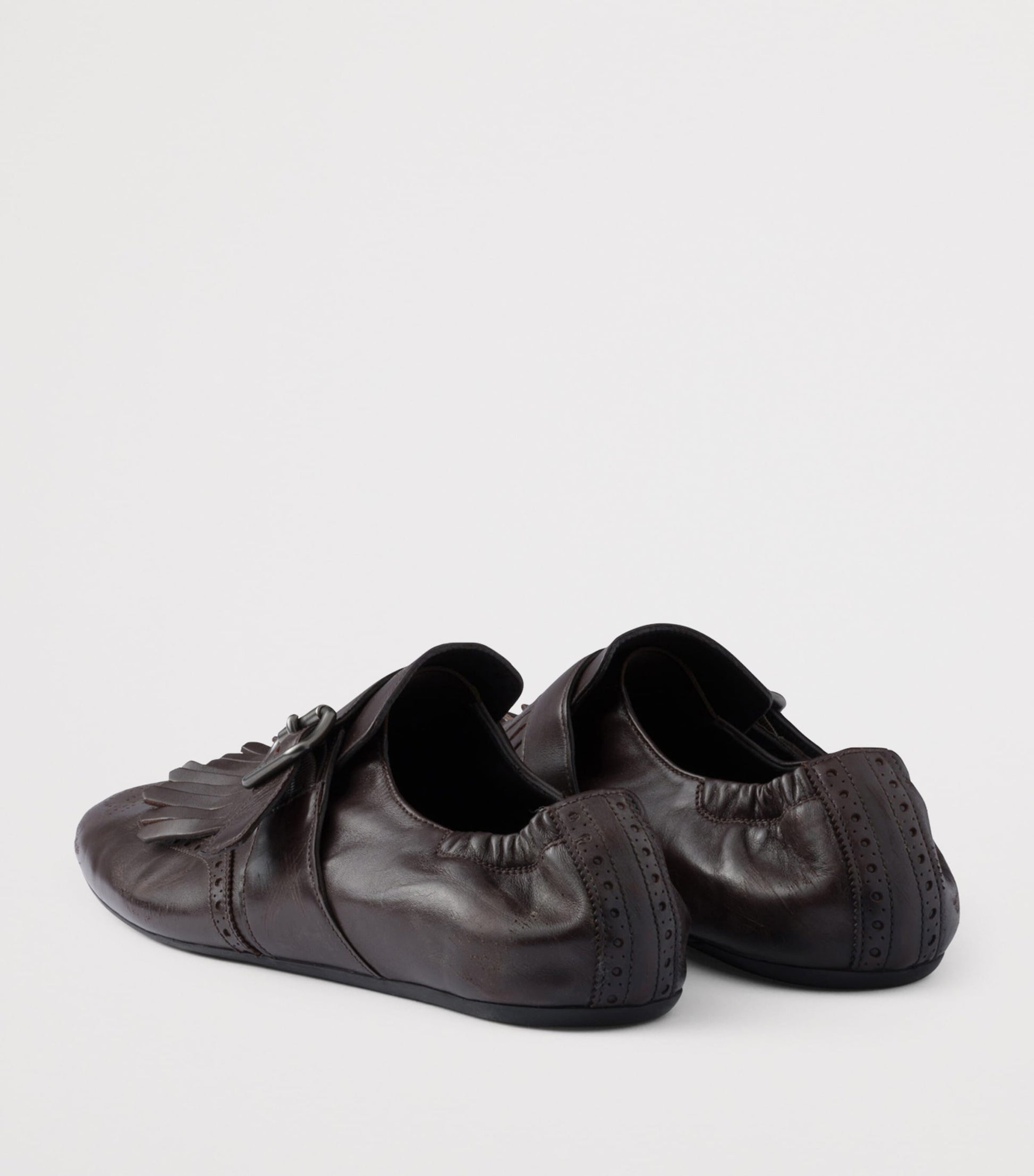 Calf Leather Fringed Monk-Strap Shoes