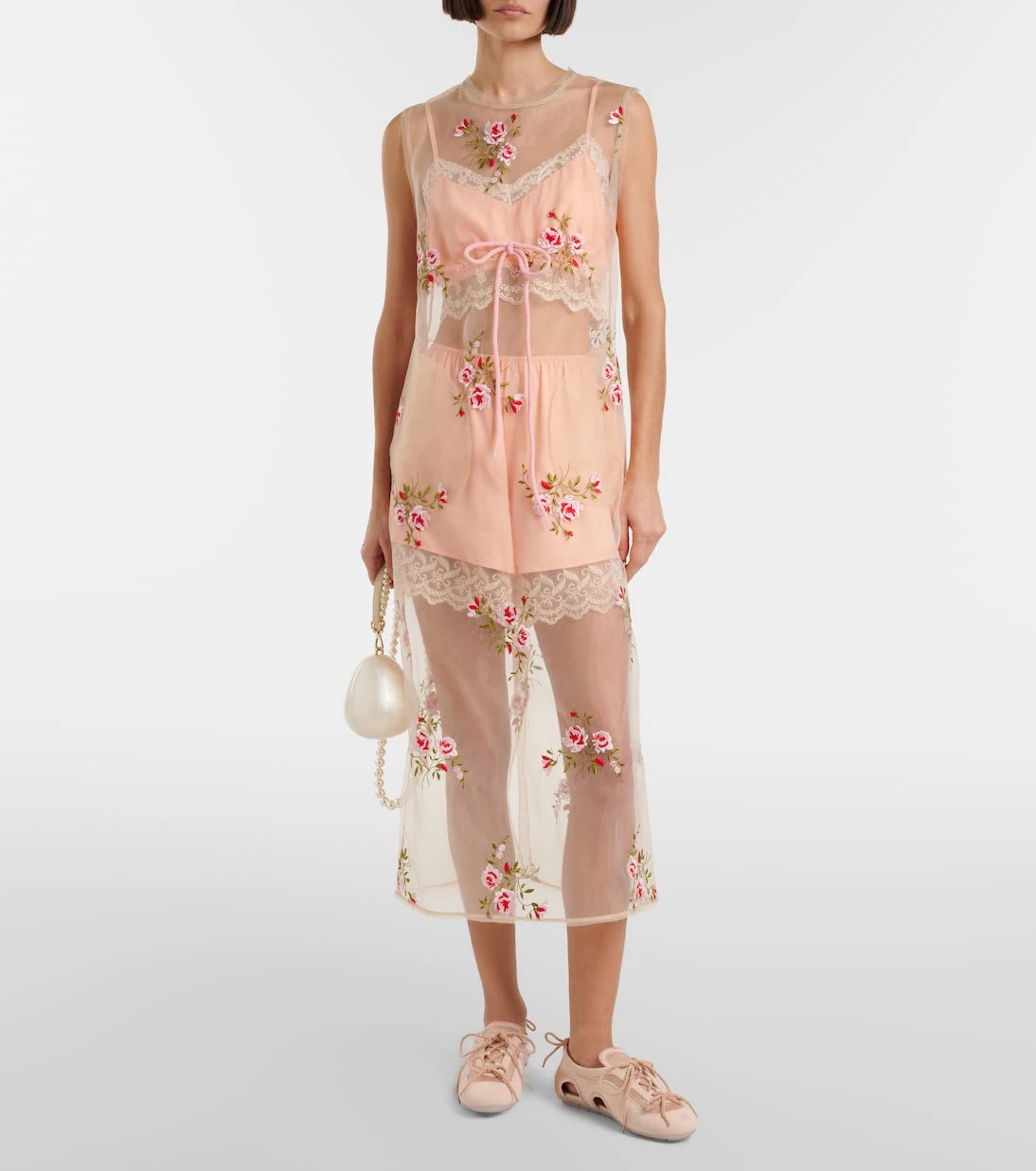 Simone Rocha - Cutout suede-trimmed satin sneakers