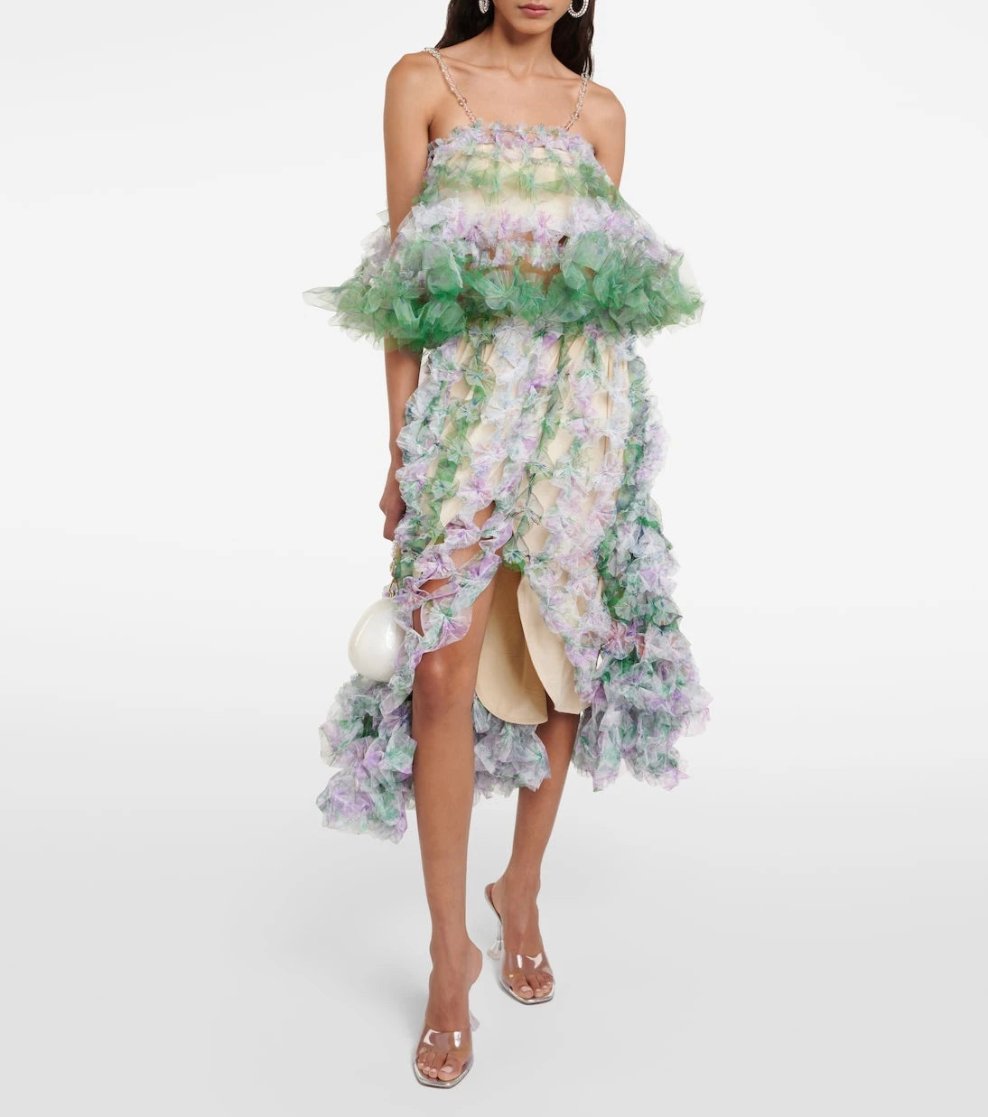 Susan Fang - Embellished tulle crop top