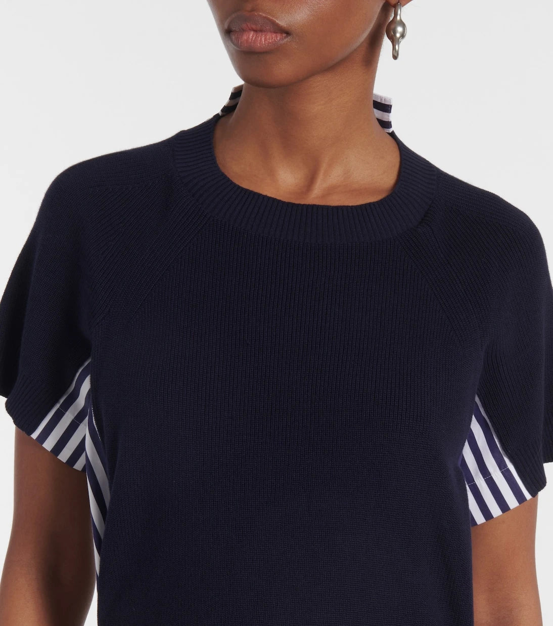 Sacai - Striped cotton midi dress