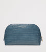 Small Leather Croc-Embossed Cosmetic Case