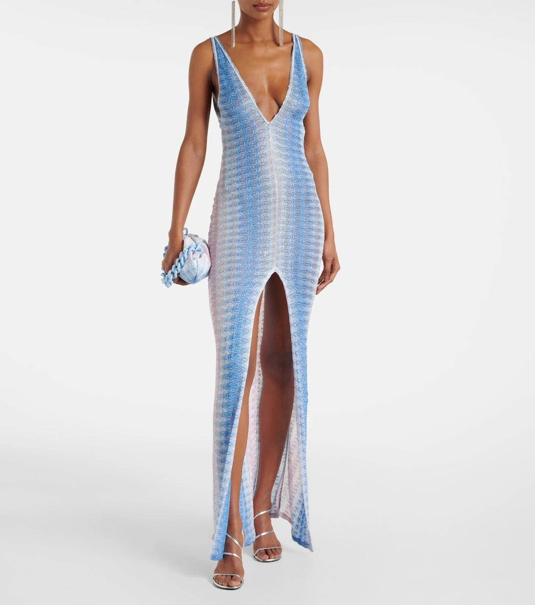 Missoni - فستان ماكسي لاميه بتدرجات ألوان متعرجة