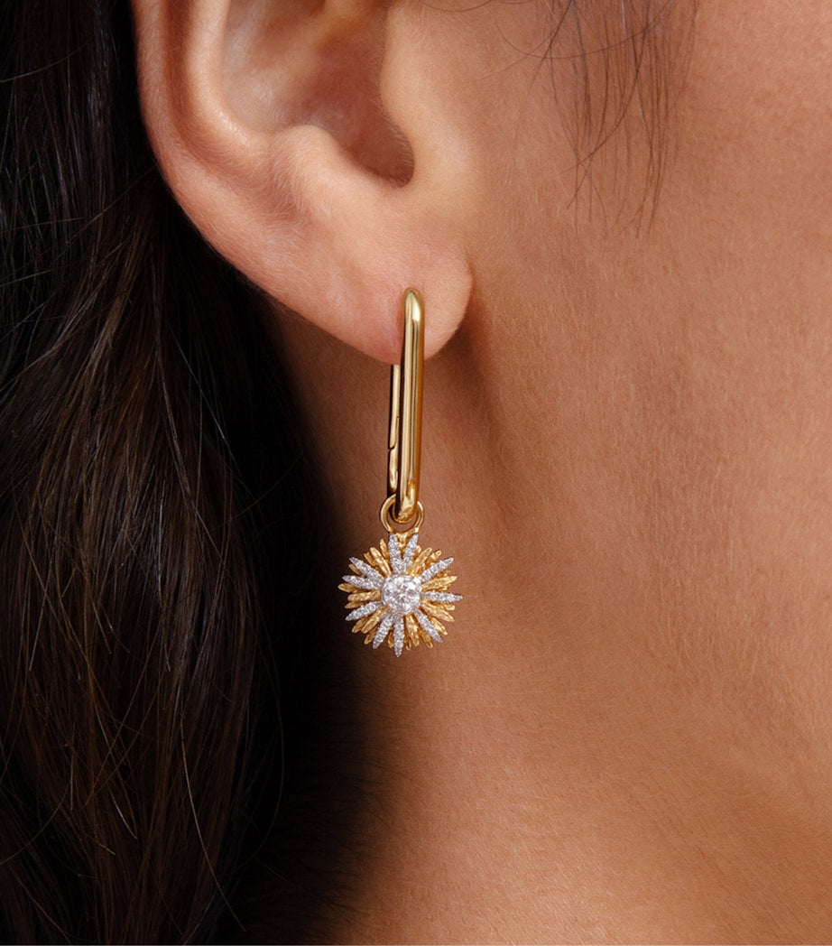 Yellow Gold and Diamond Mythology Daisy Earring Drops