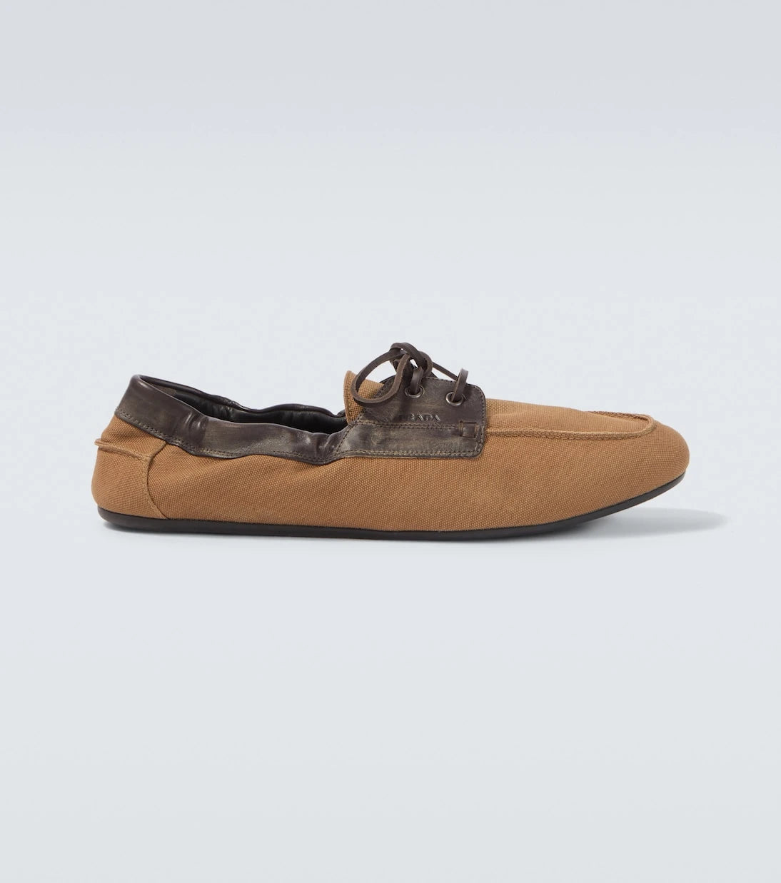 Prada - Shuffle leather-trimmed canvas boat shoes