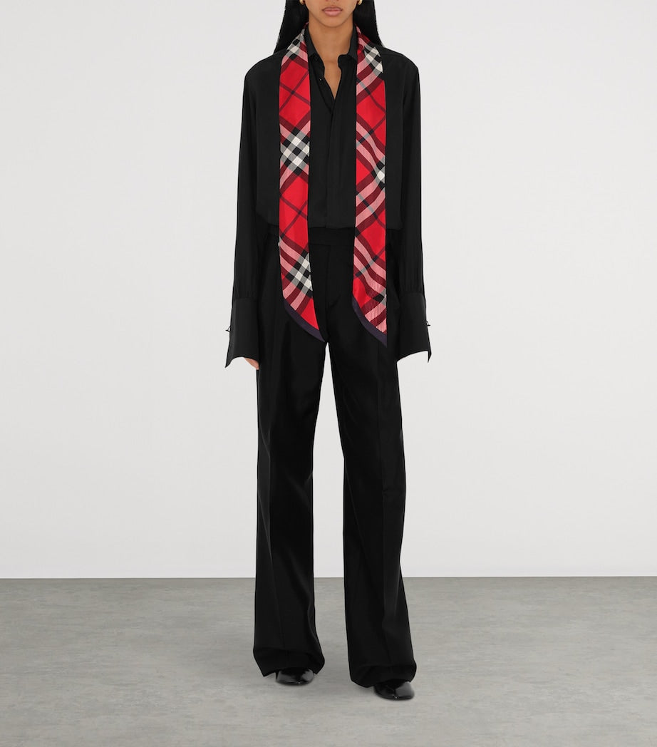 Silk Skinny Check Scarf