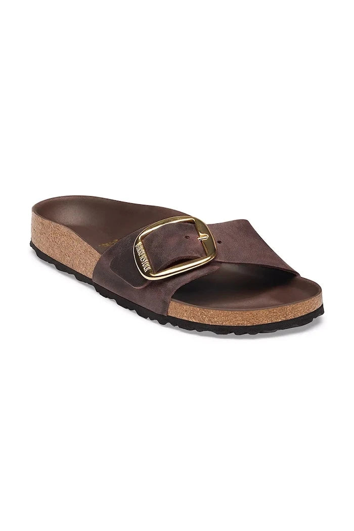 Birkenstock чехли дамски от кожа Madrid Big Buckle Oiled Leather