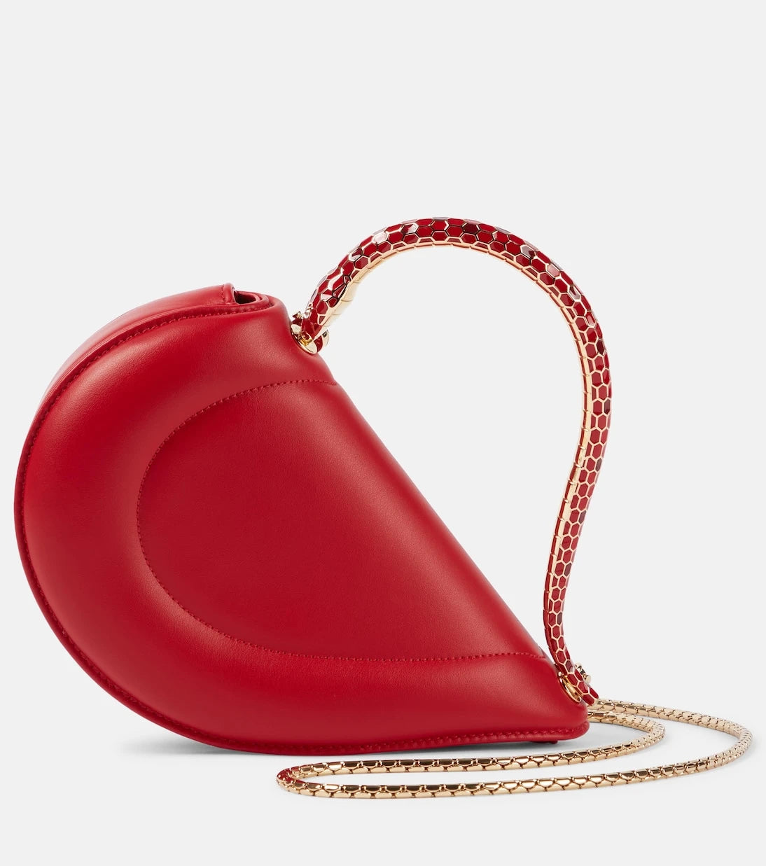 بلغاري - حقيبة Serpenti Cuore 1968 جلدية بمقبض علوي