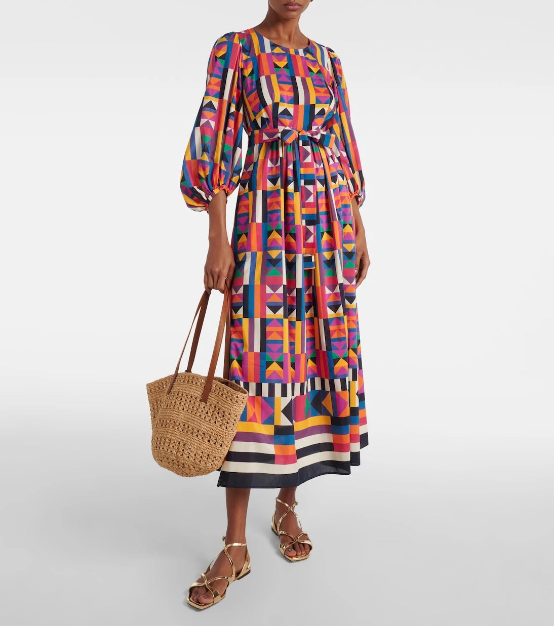 Eres - Multiple printed cotton and silk midi dress