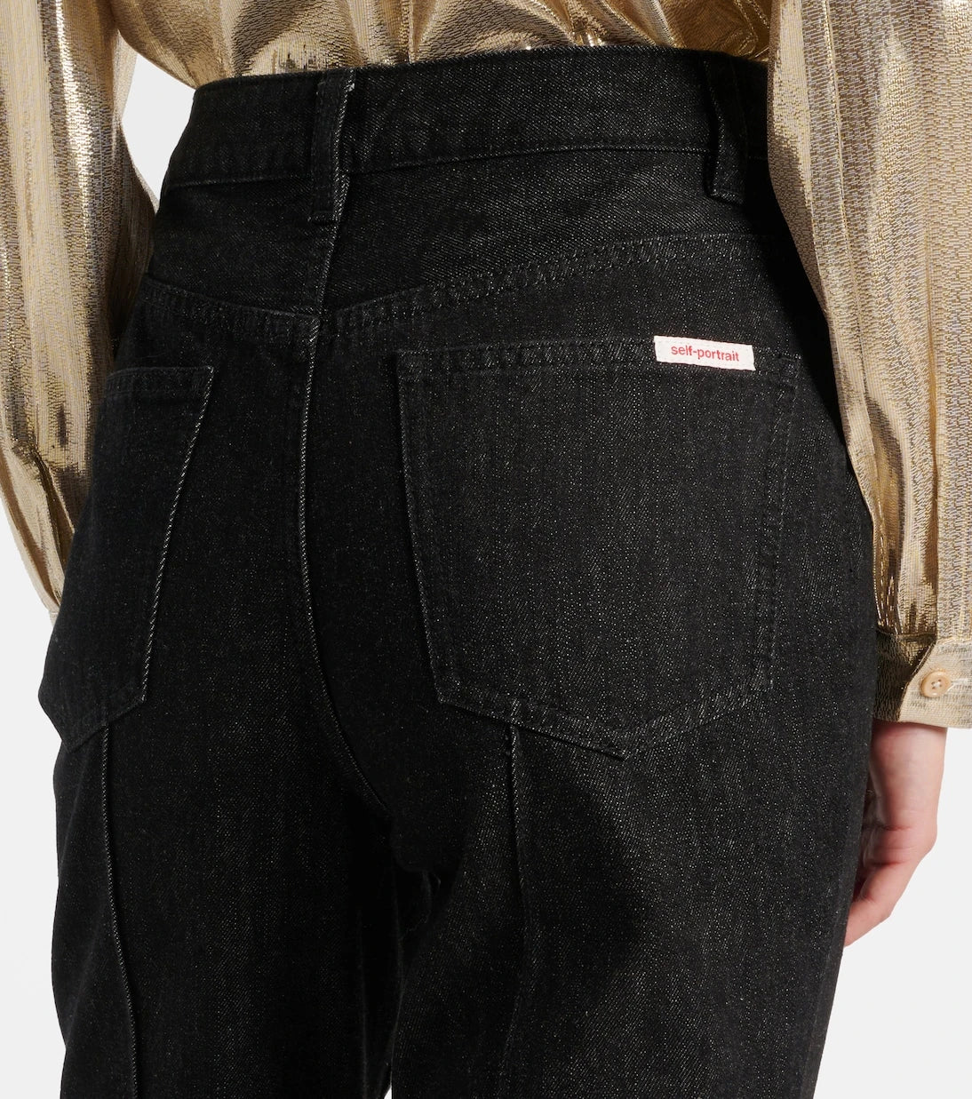 Self-Portrait - High-rise flared jeans