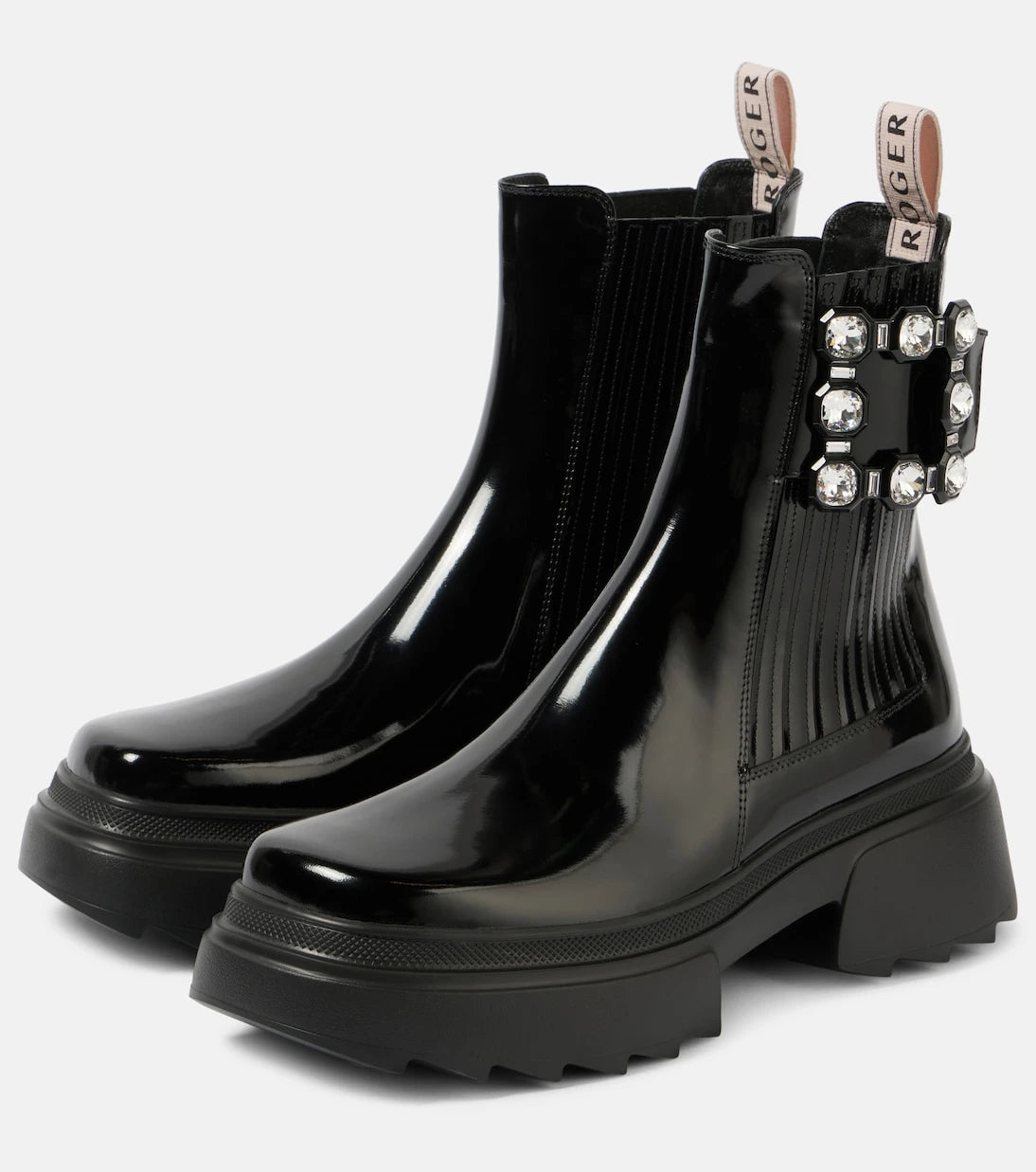 Roger Vivier - حذاء تشيلسي Wallaviv من الجلد اللامع
