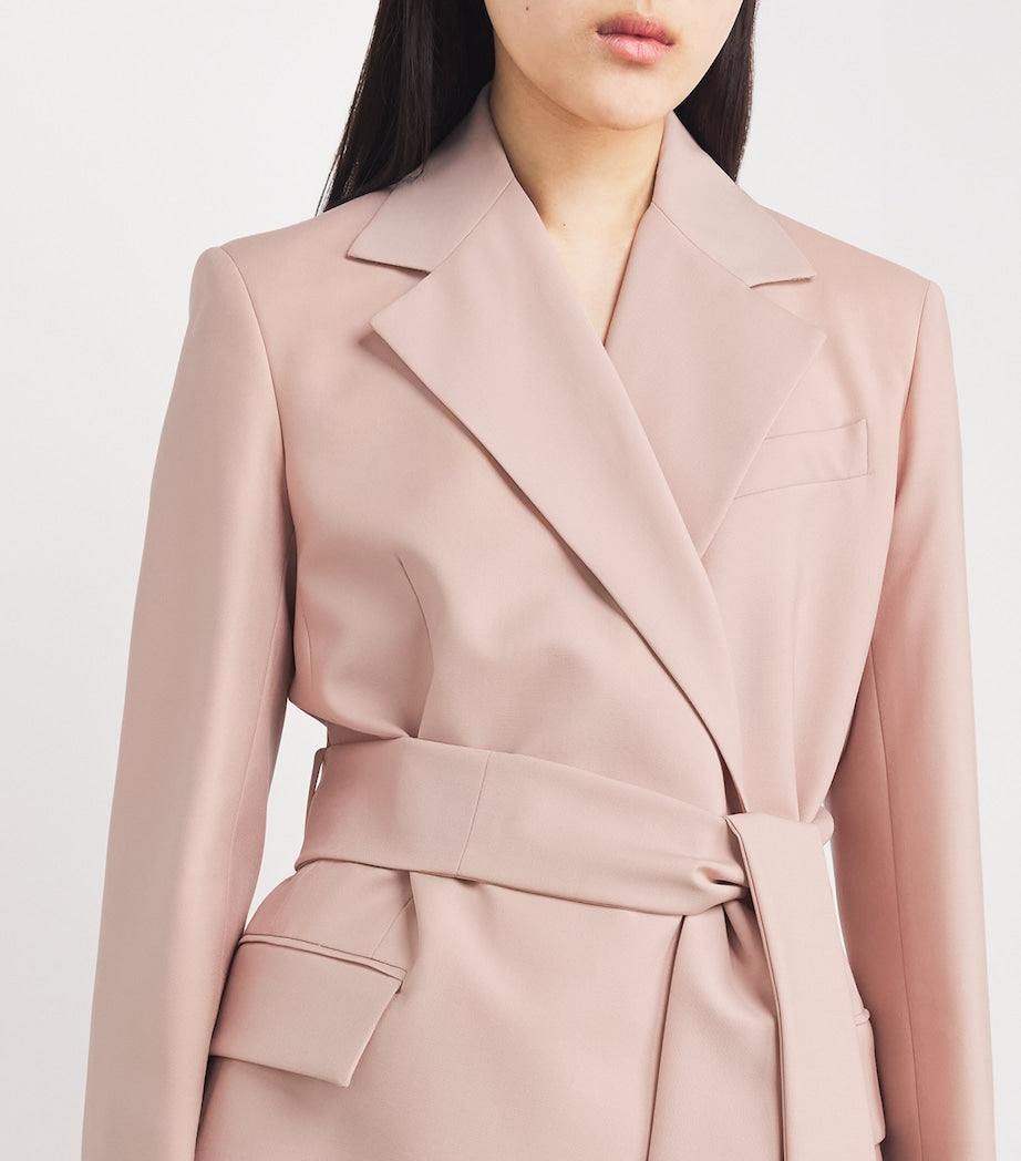 Weekend Max Mara Pink Virgin Wool Belted Blazer