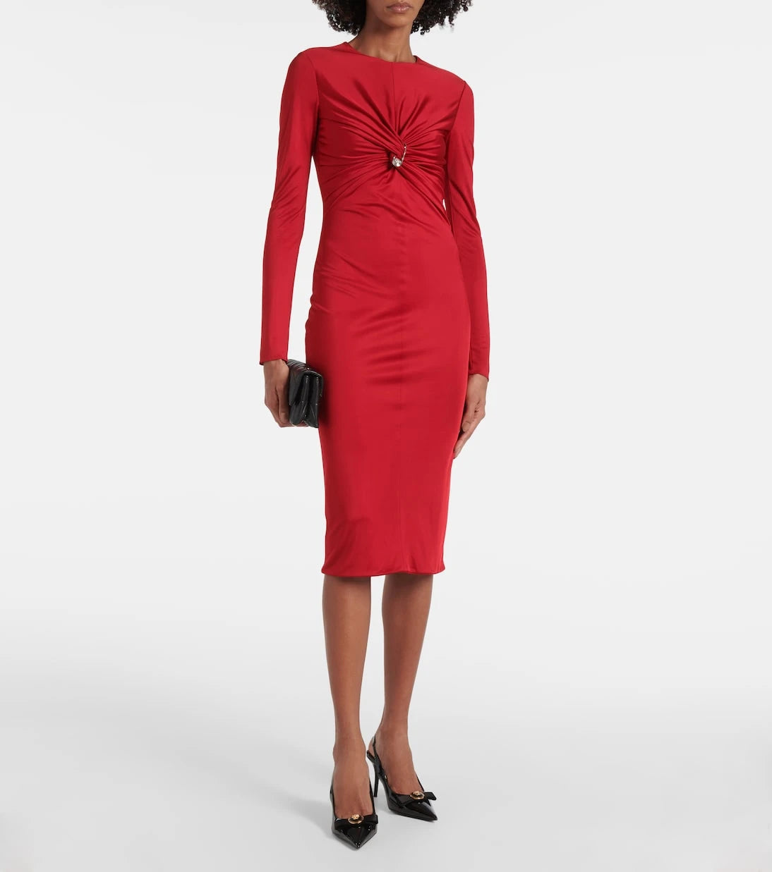 Versace - Safety Pin gathered jersey midi dress