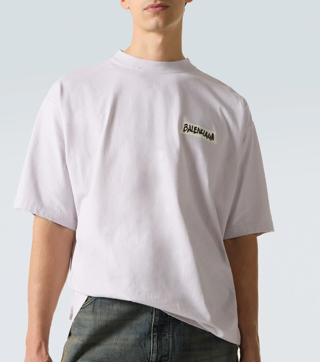 Balenciaga - تي شيرت قطني بشعار الماركة