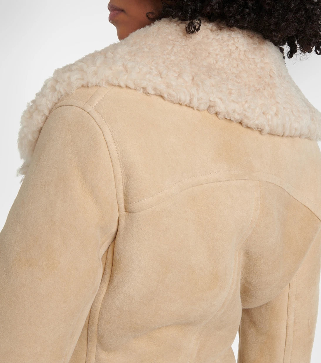 Alaïa - Shearling-trimmed suede coat