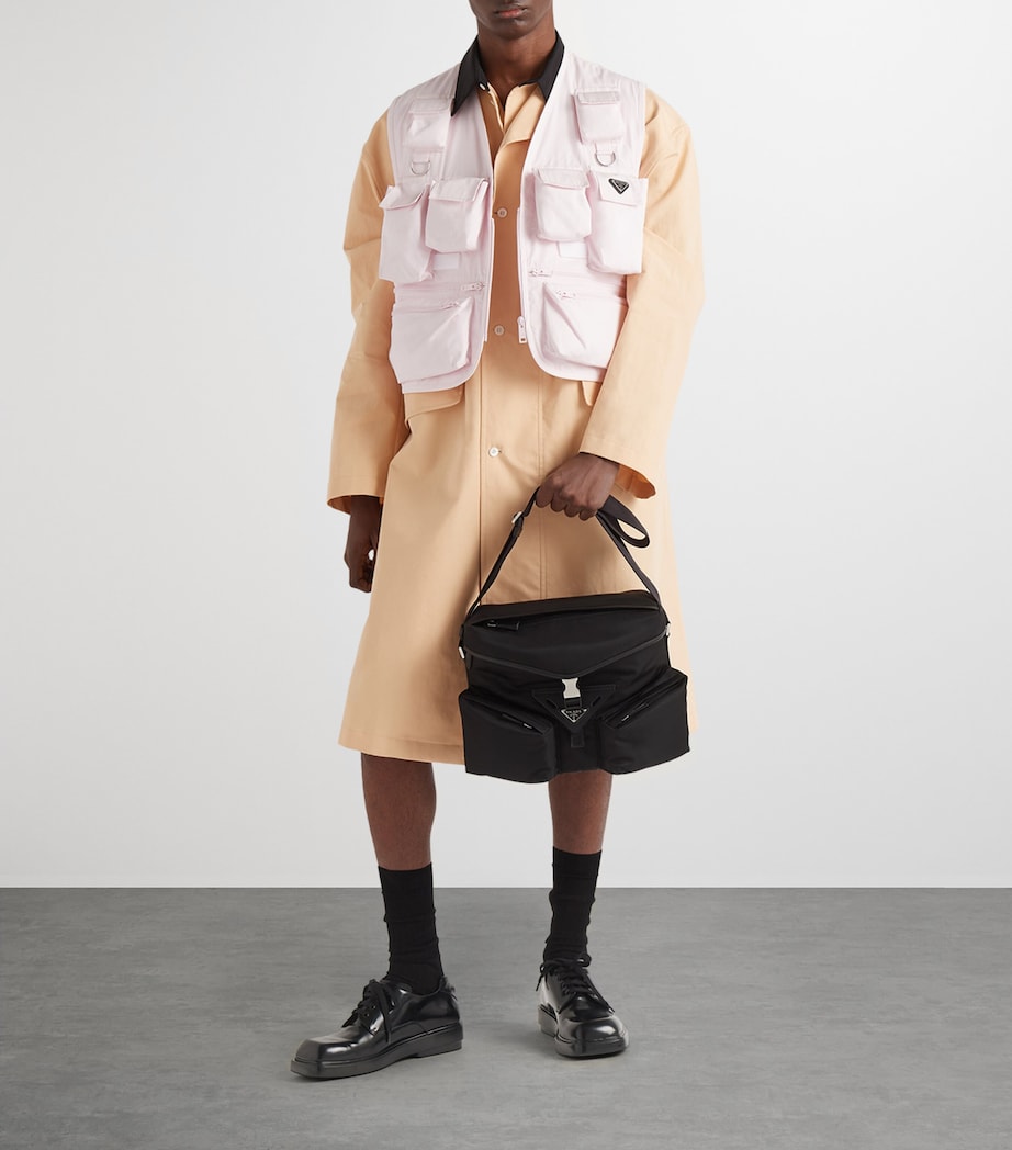 Re-Nylon and Saffiano Leather Shoulder Bag