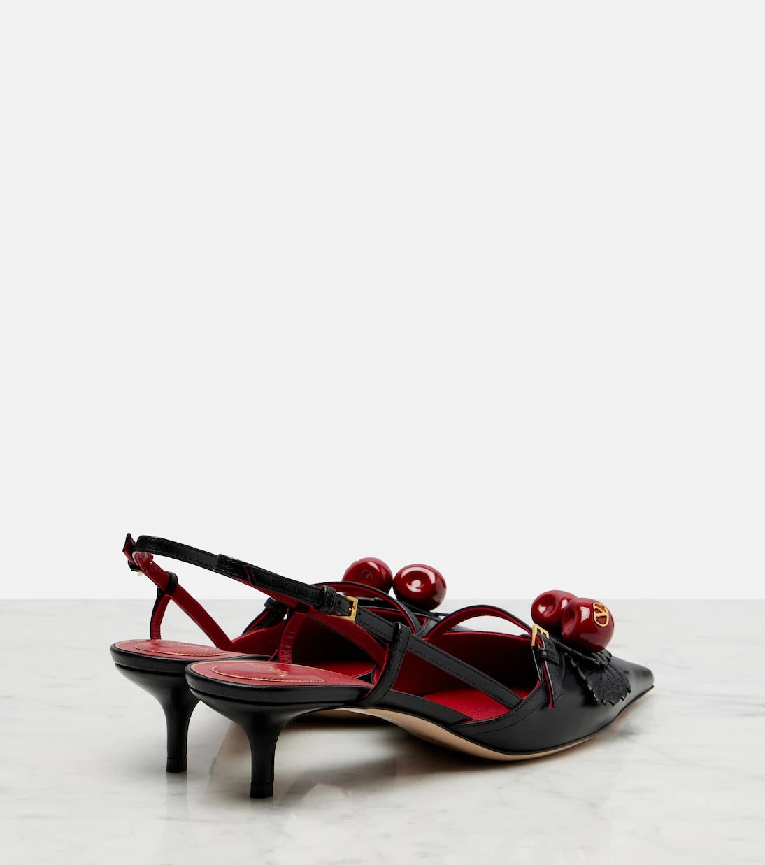 Valentino Garavani - Cherryfic 45 leather slingback pumps