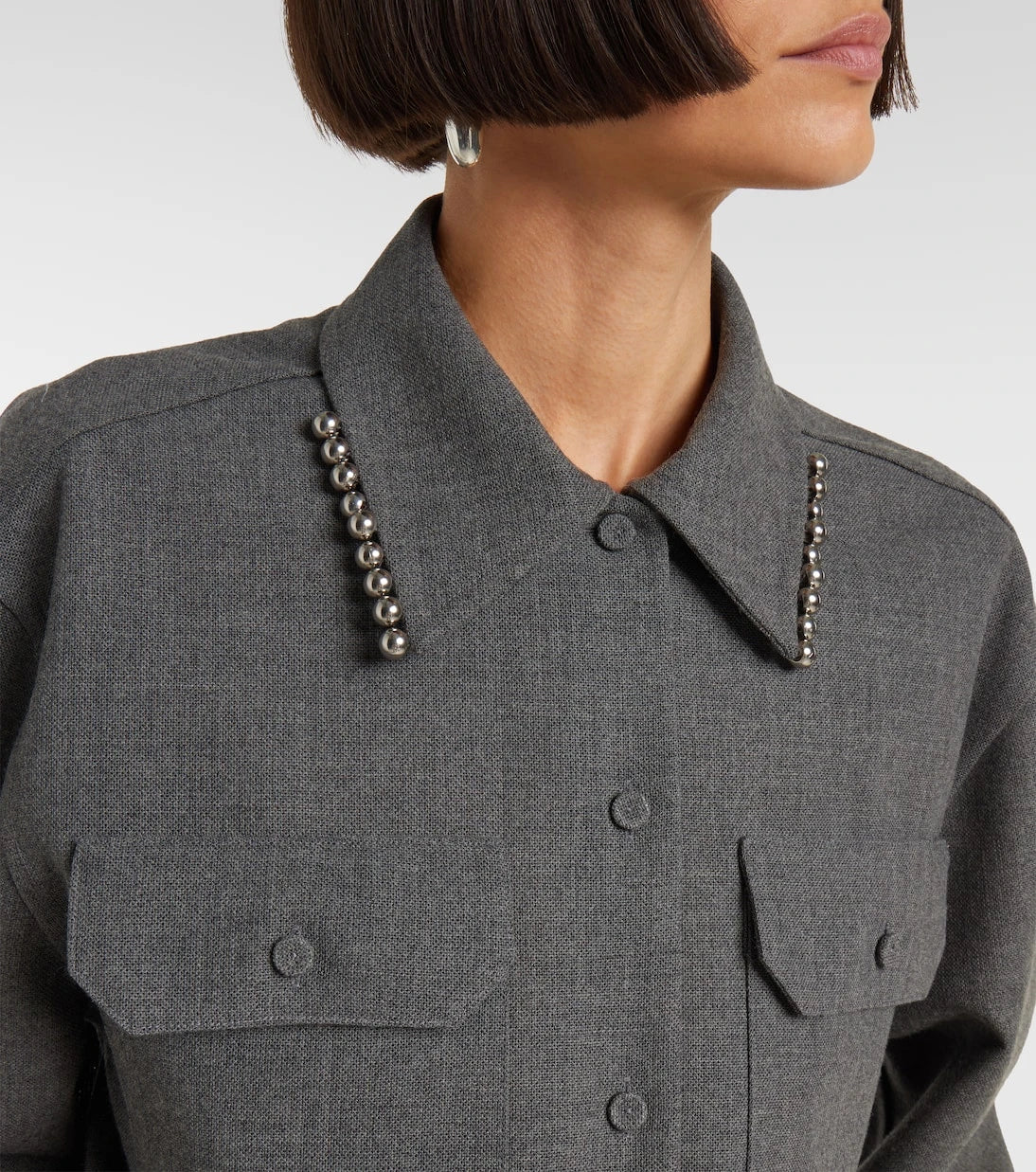 Jil Sander - Beaded wool canvas shirt