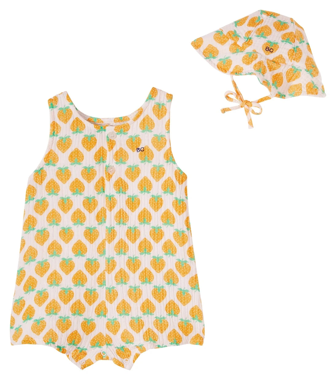 Bobo Choses - Baby Strawberry printed cotton bodysuit and hat