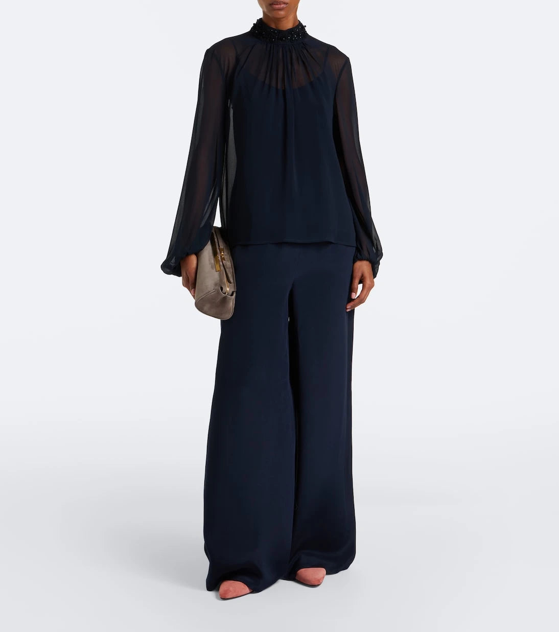 Max Mara - Embellished sheer blouse