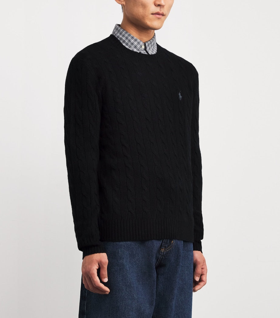 Polo Ralph Lauren Black Wool-Cashmere Cable-Knit Sweater