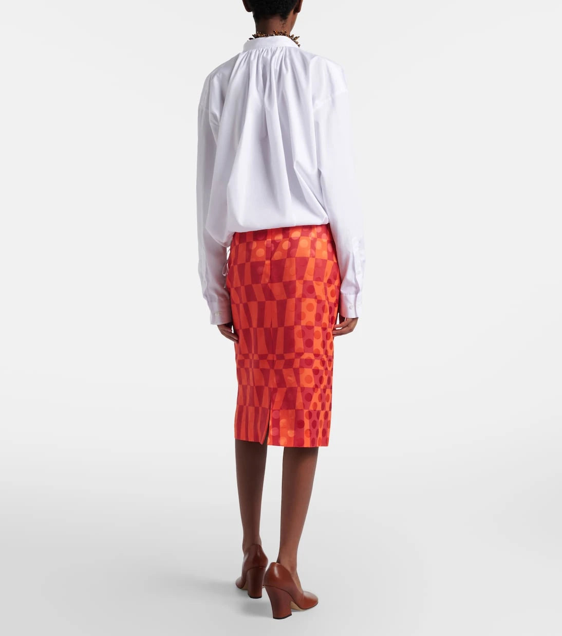 Dries Van Noten - Satin jacquard midi skirt