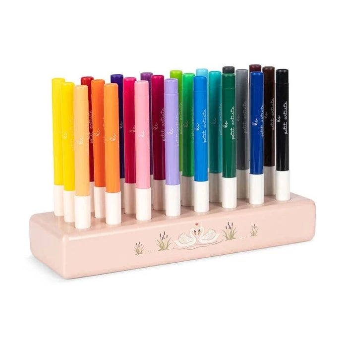 Konges Sløjd MARKERS IN WOODEN BLOCK 24 PCS FSC 24 adet keçeli kalem seti
