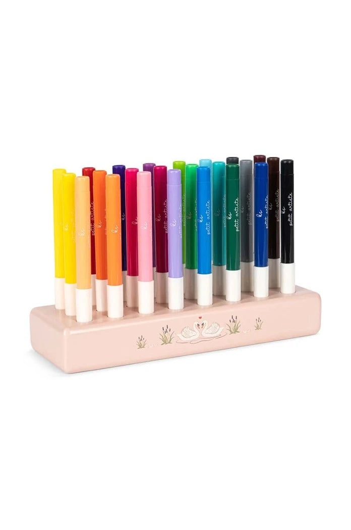 Konges Sløjd MARKERS IN WOODEN BLOCK 24 PCS FSC 24 adet keçeli kalem seti