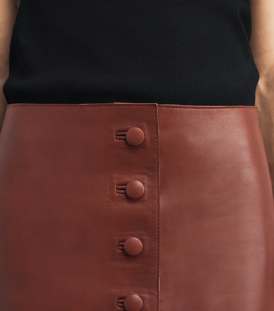 Liberowe Brown Maha Leather Mini Skirt