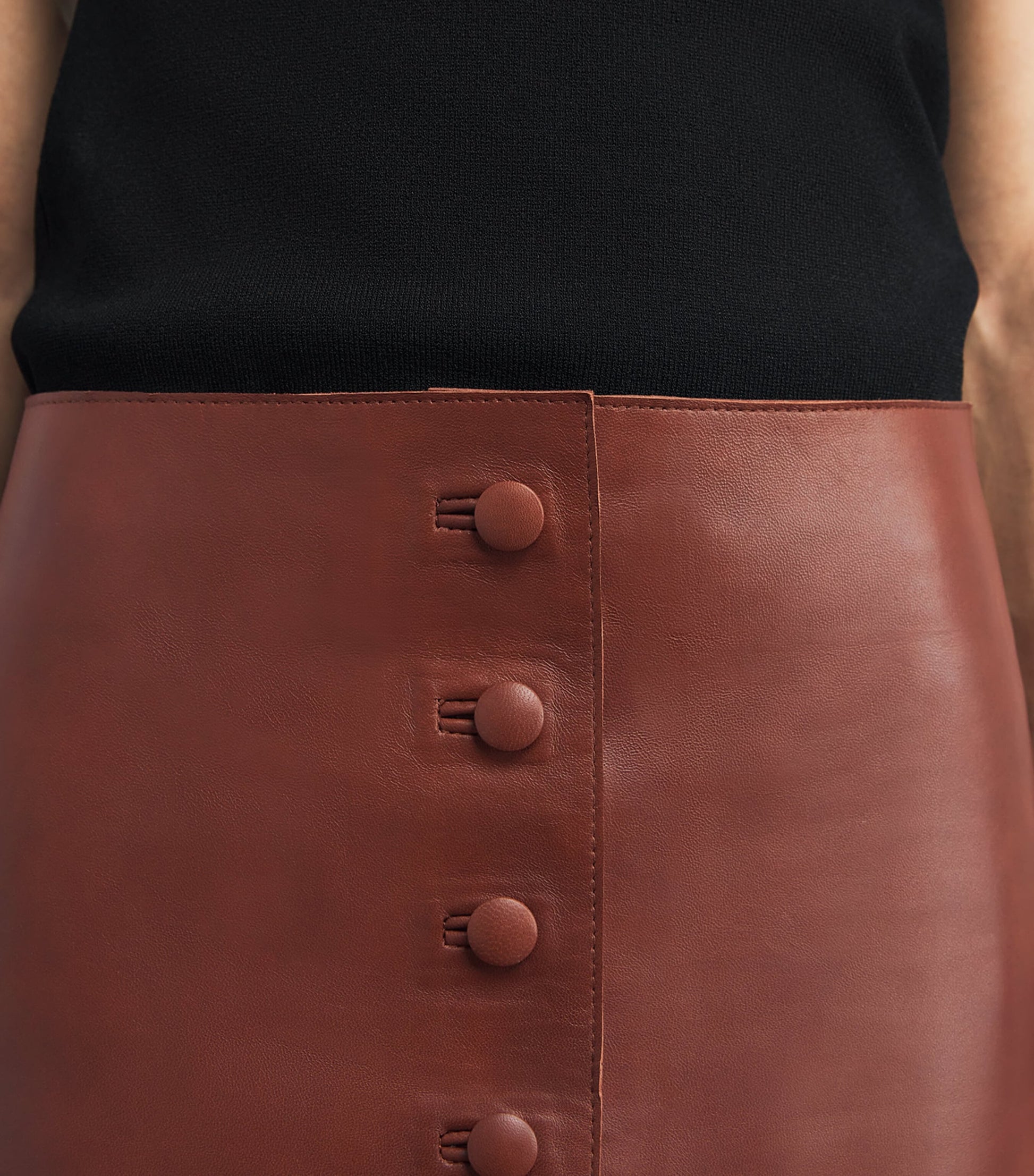 Brown Maha Leather Mini Skirt
