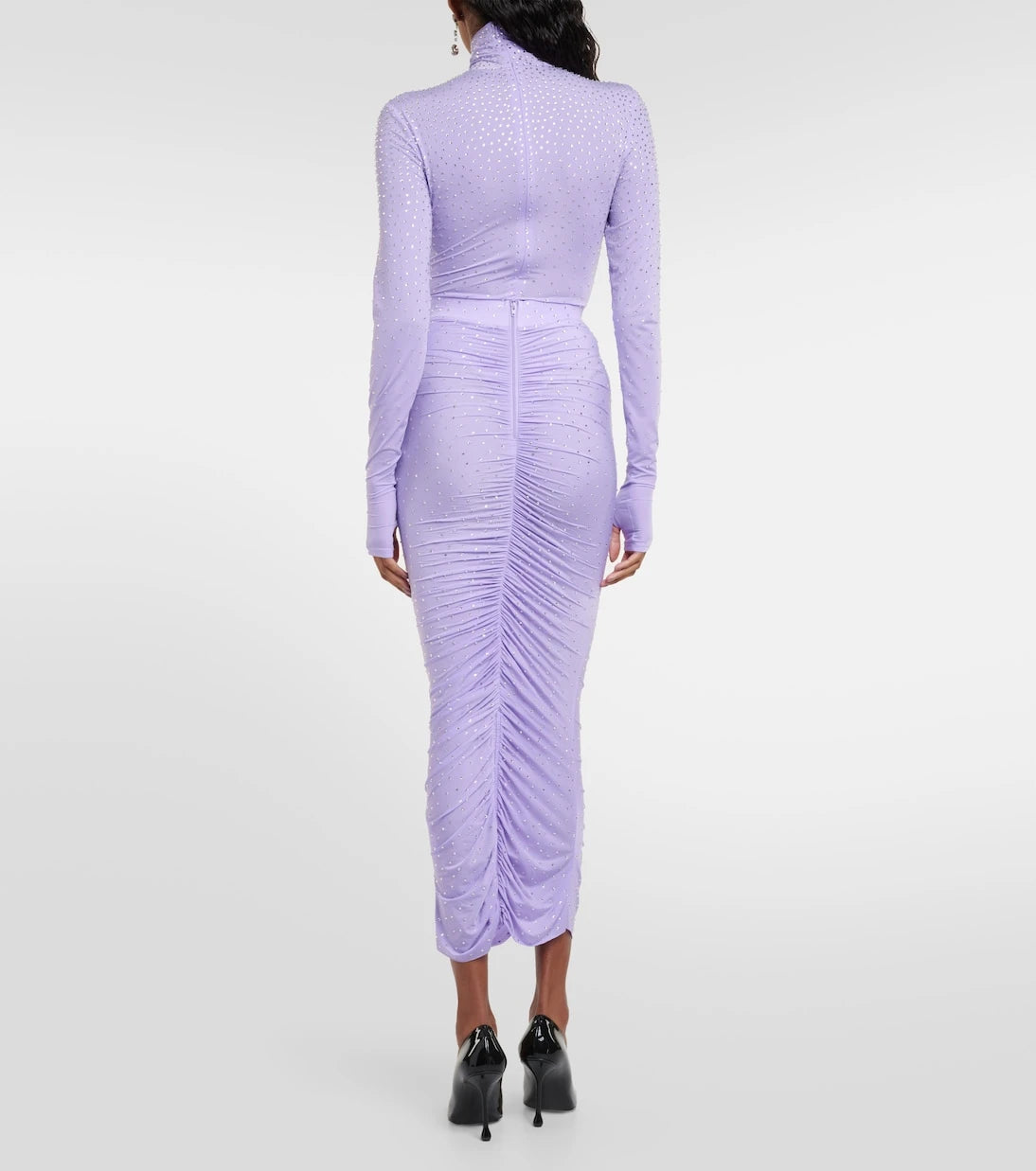 Alex Perry - Crystal-embellished ruched midi skirt