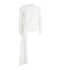 White Textured Draped Fleche Top